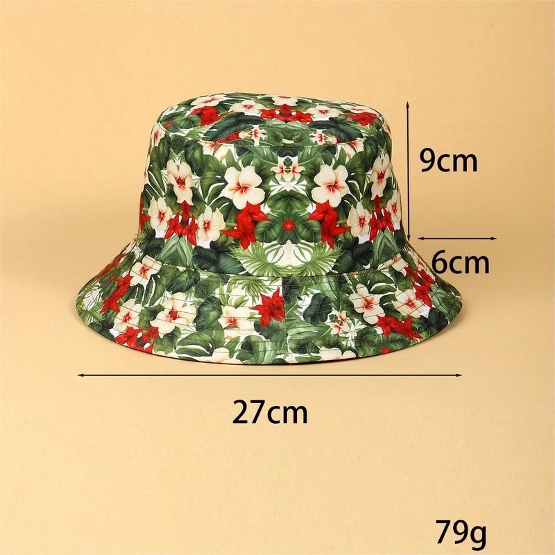 Women's Hawaiian Beach Flower Printing Big Eaves Bucket Hat