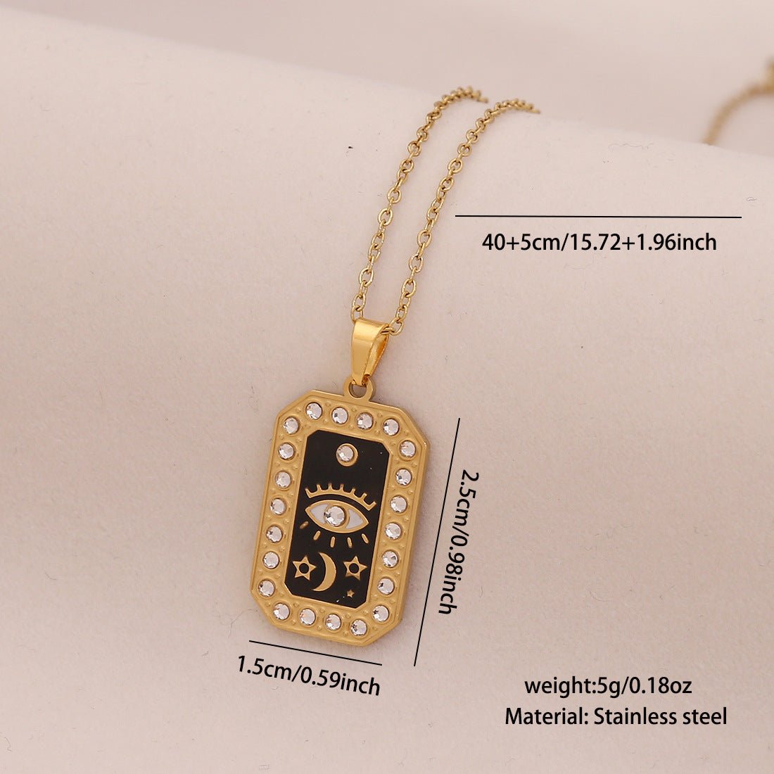 Star Moon Stainless Steel Pendant Necklace Devil'S Eye Necklace N1581