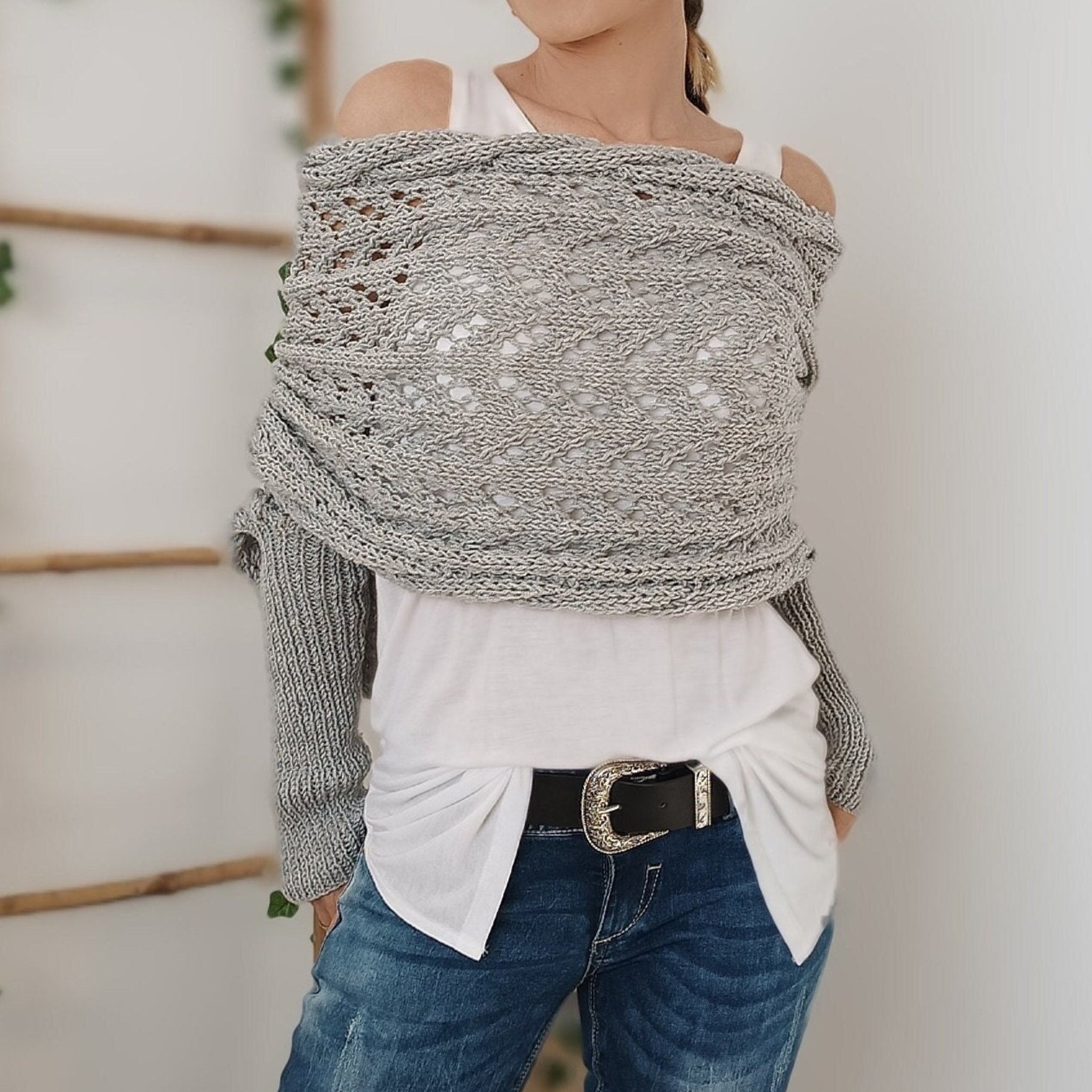 🥰HOT SALE🥰Women's Knitted Cut-Out Shawl Poncho Wrap