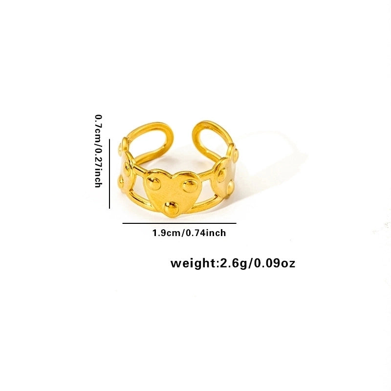 Minimalist Classic Style Leaf Heart Shape Flower Titanium Steel Plating Rings