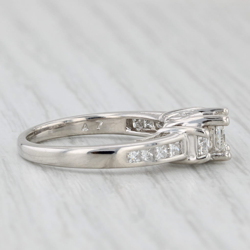 1.45ctw Princess Diamond 3-Stone Engagement Ring 14k White Gold Size 6.75
