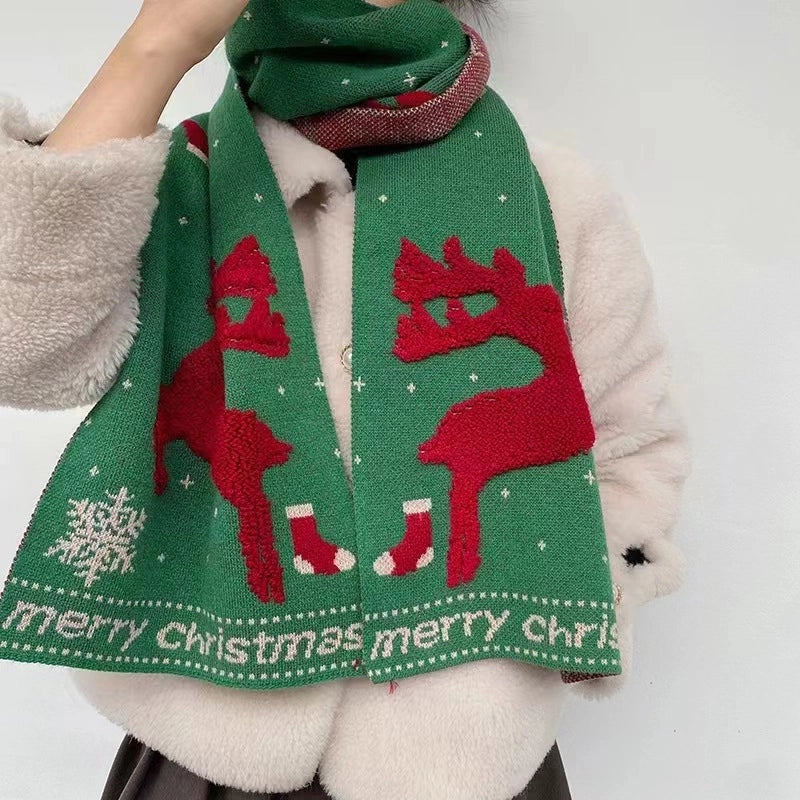 Unisex Cute Sweet Elk Polyester Scarf