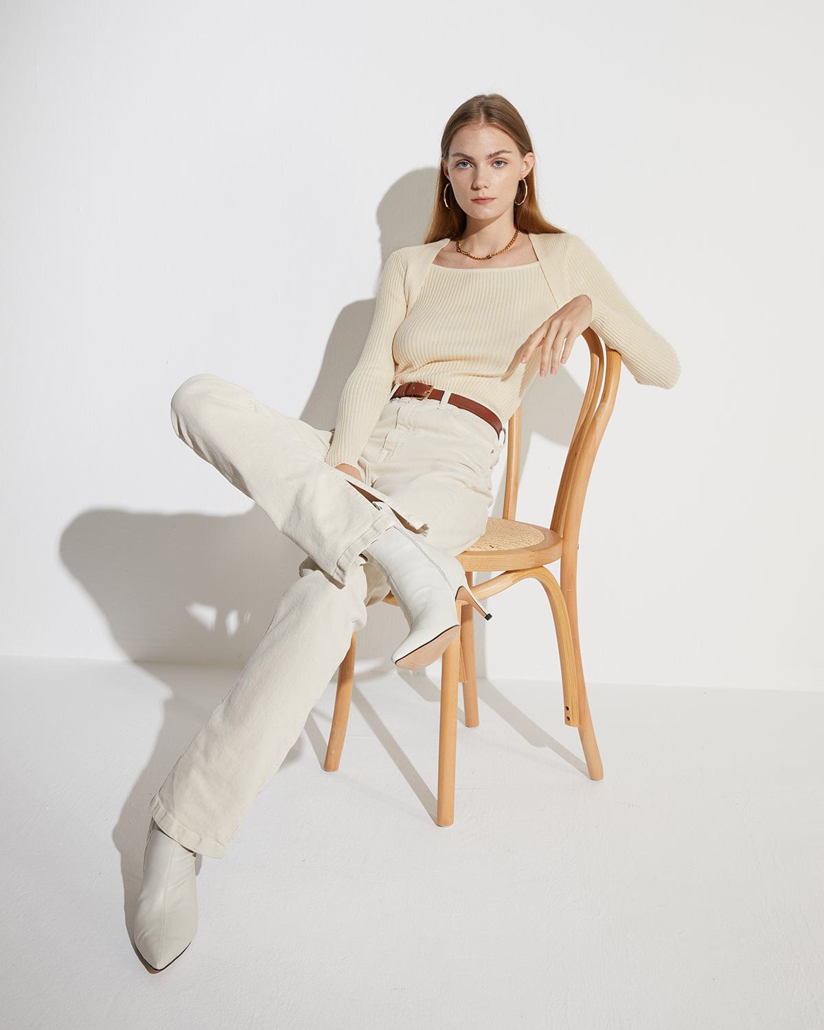 The Ribbed Front Cutout Knitwear