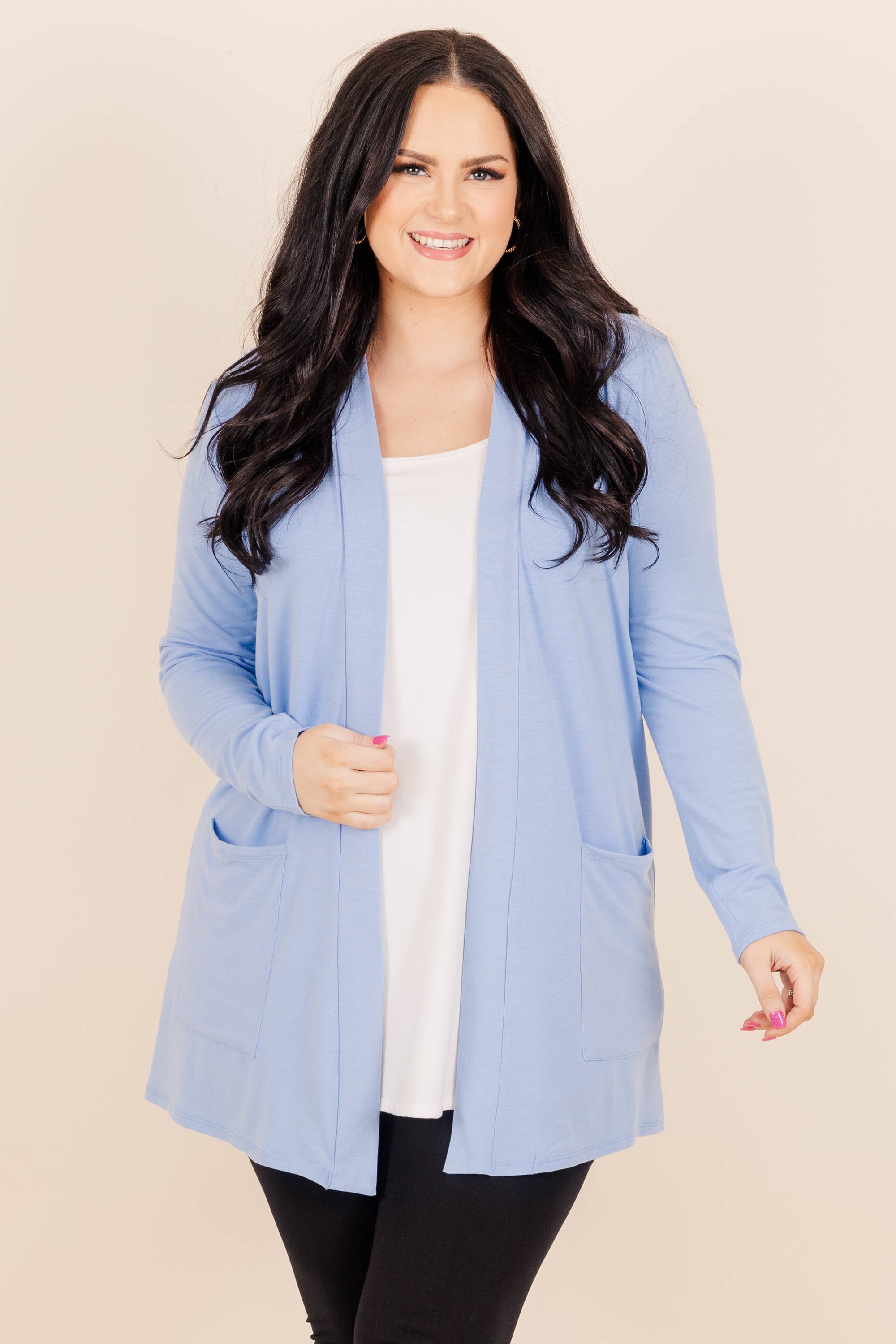 Kindness And Compassion Cardigan. Spring Blue