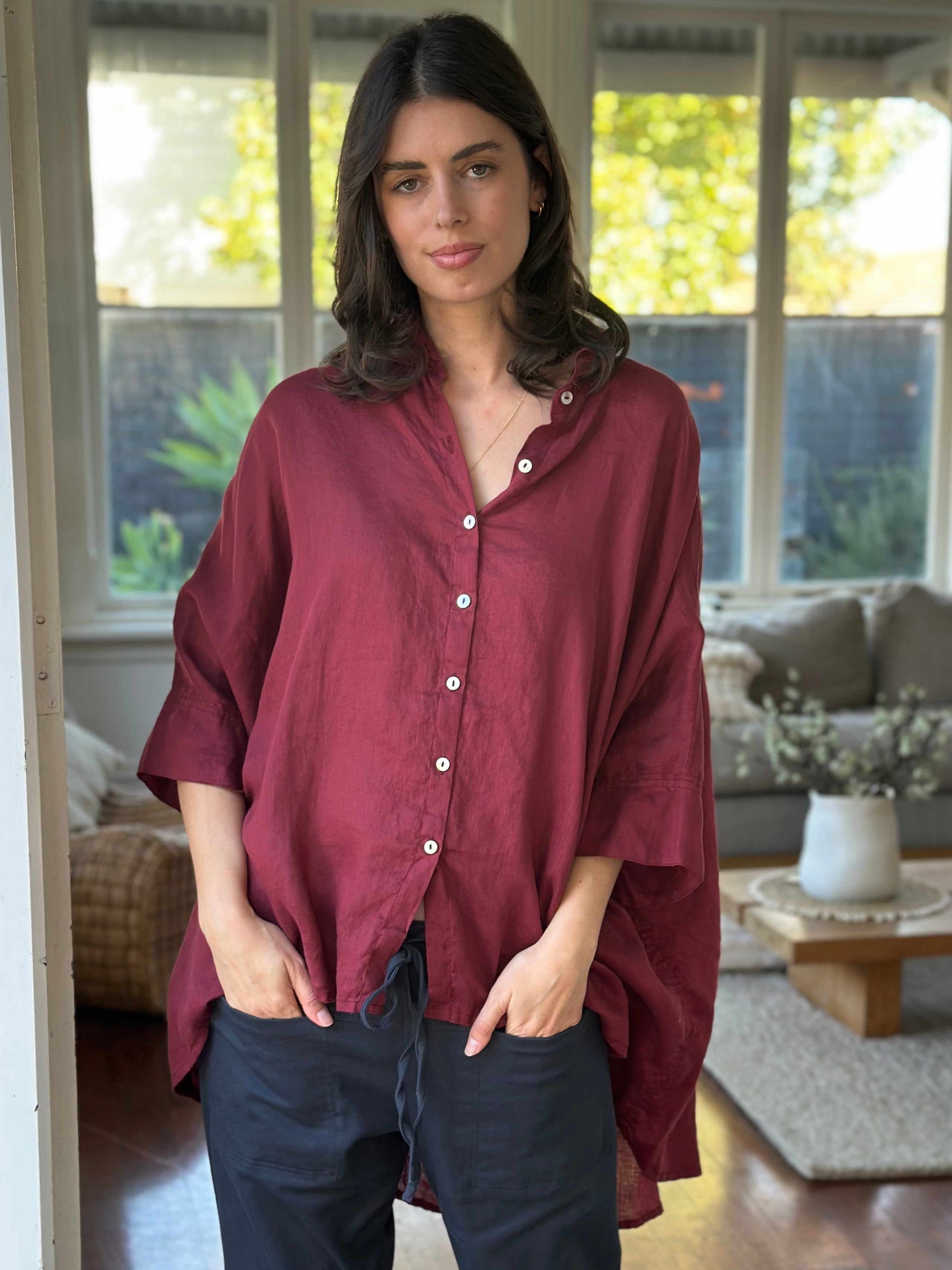 issey shirt -  wine linen