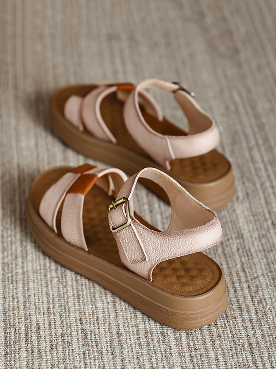 Women Summer Leather Weave Flat Sandals