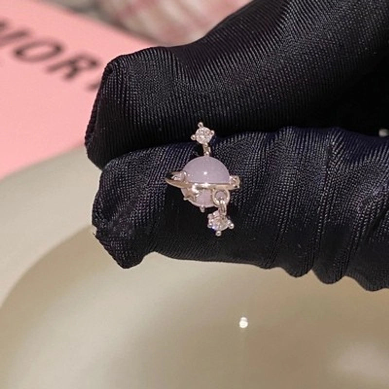 1 Piece Minimalist Moon Inlay Copper Zircon Ear Studs