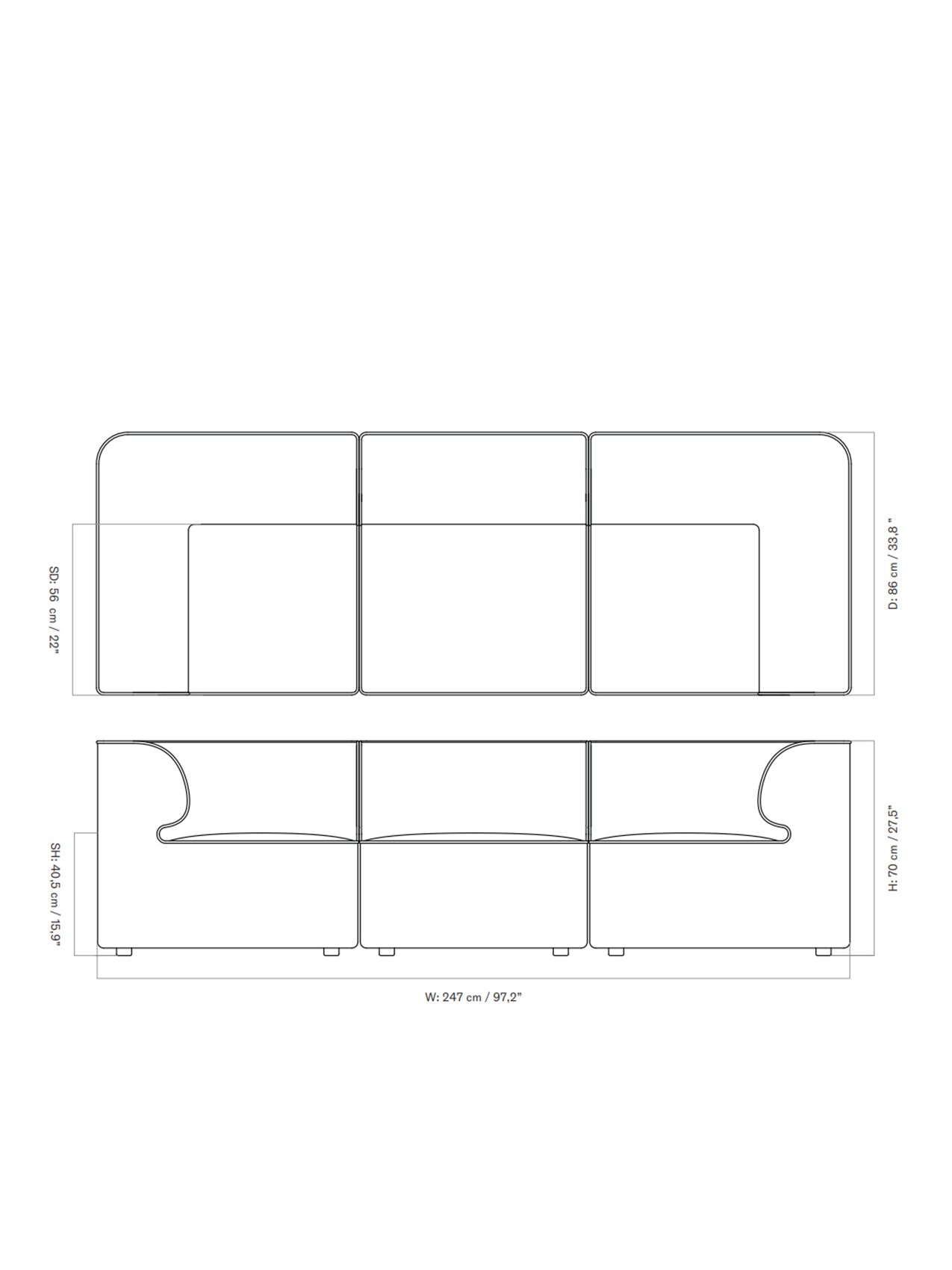 Eave Modular Sofa. 3-seater. Configuration 2