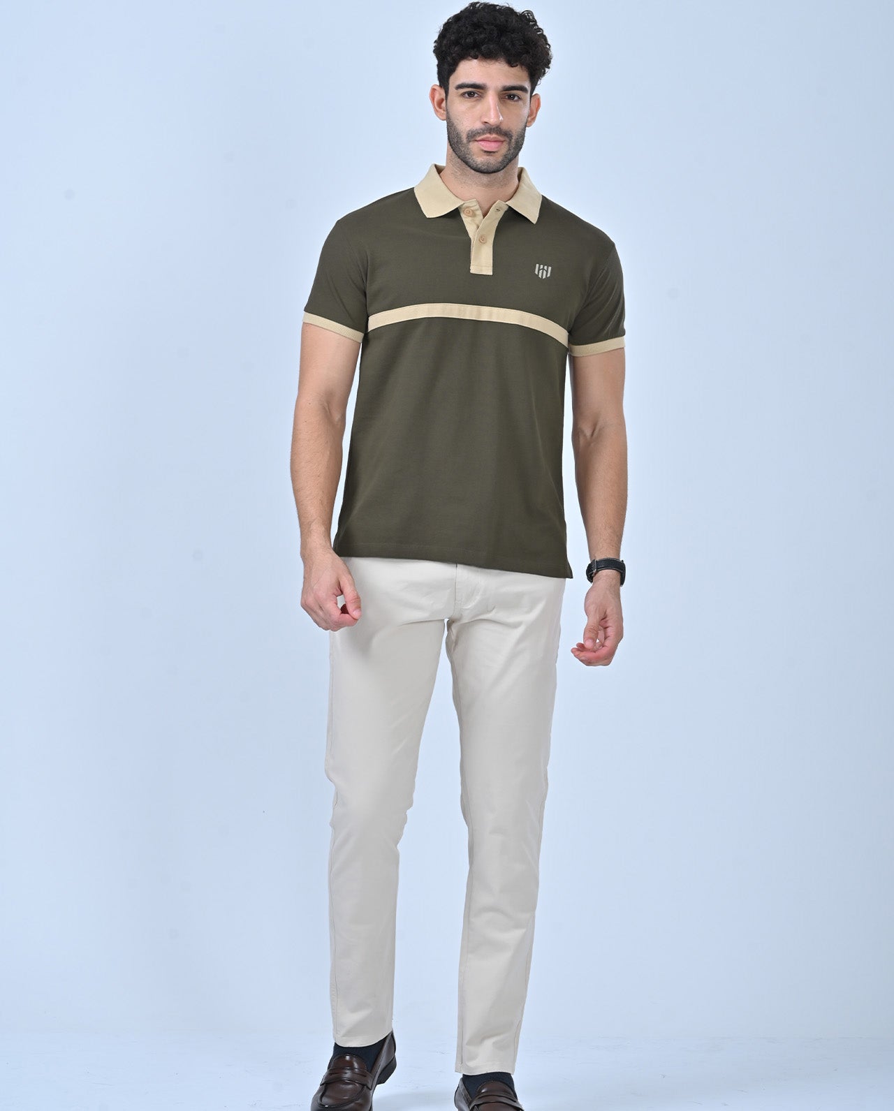 Aero Organic Olive Green Retro Polo T-Shirt