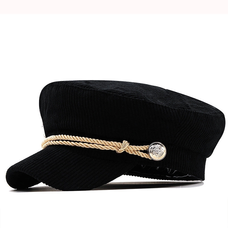 Autumn Solid Color Corduroy Octagonal Hat