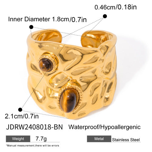 Jie Ding Stainless Steel Tiger Eye Stone Ring Antique Ring Titanium Steel Bracelet Rings