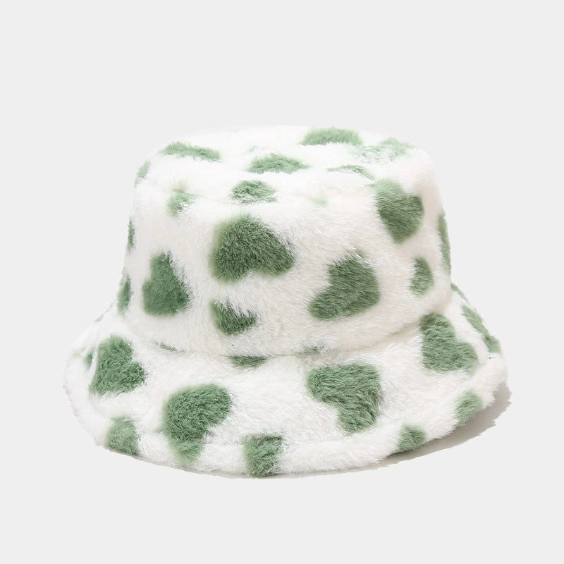 Women's Ig Style Heart Shape Printing Wide Eaves Bucket Hat