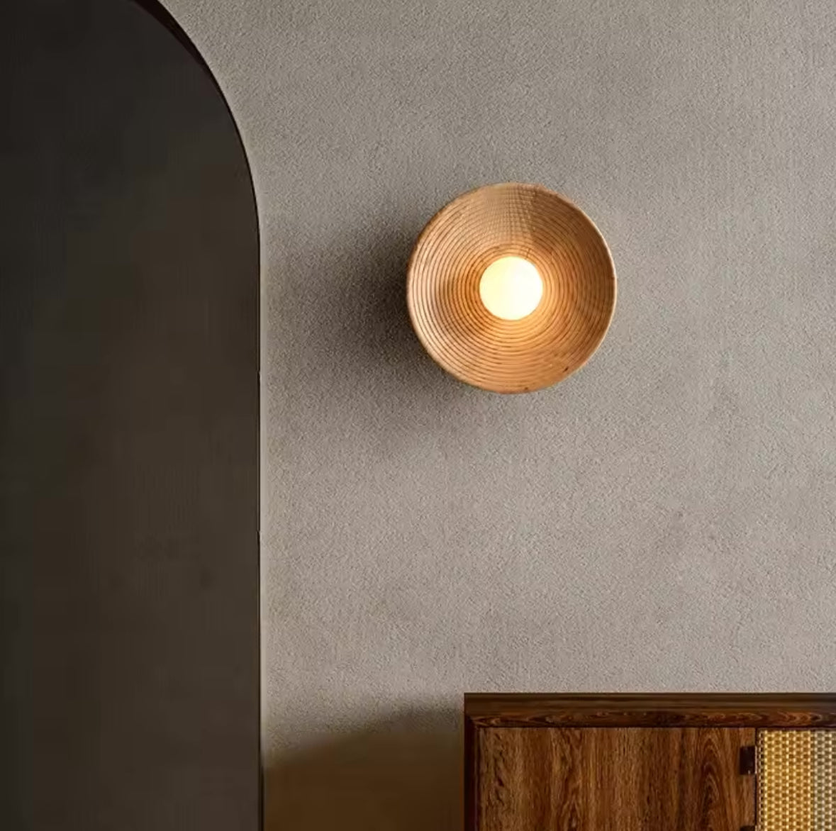 Rustic Woven Wall Sconce with Warm Ambient Glow