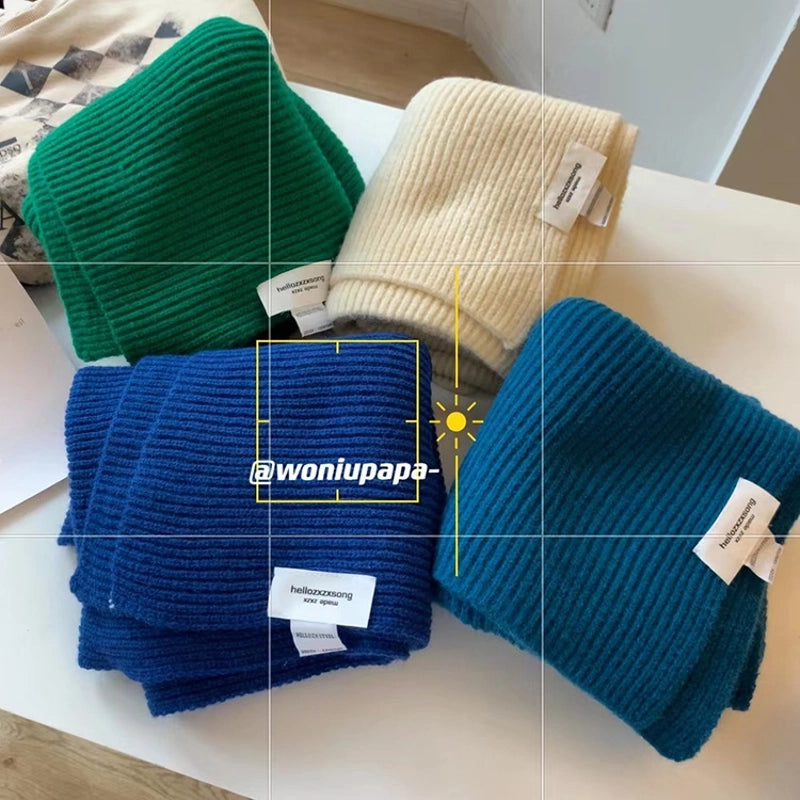 Klein Blue Thickened Knitted Wool Scarf Women's Winter  Good Riding Scarf Day Gift For Boys