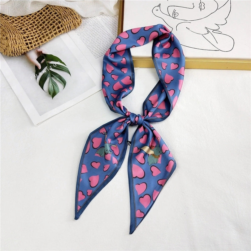 Women's Sweet Polka Dots Heart Shape Butterfly Polyester Satin Printing Silk Scarves