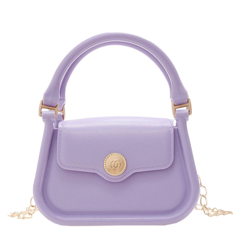 Women's Mini All Seasons Pvc Solid Color Fashion Metal Button Square Magnetic Buckle Handbag