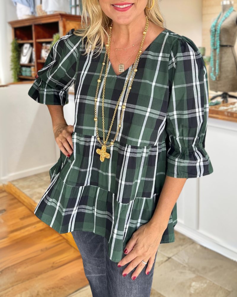 Plaid Ruffle Top