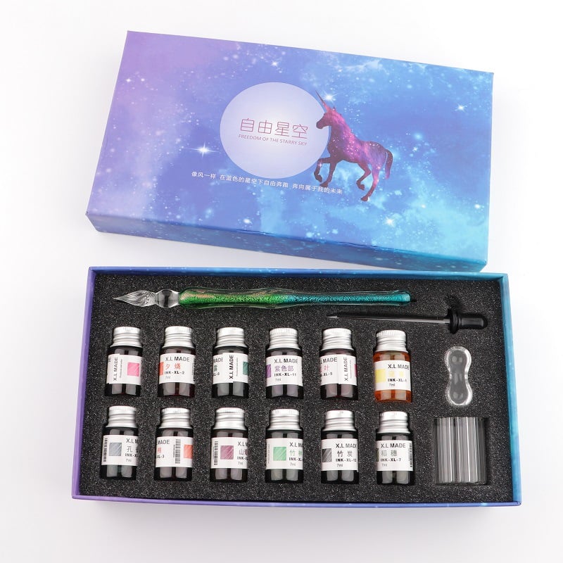 2023 Calligraphy Glass Dip Pen Ink Set