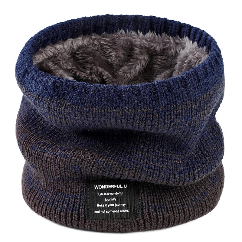 New Wool Knitted Scarf Women's Winter Warm Velvet Scarf Men's Thickened Gradient Couple's Personalized Collar