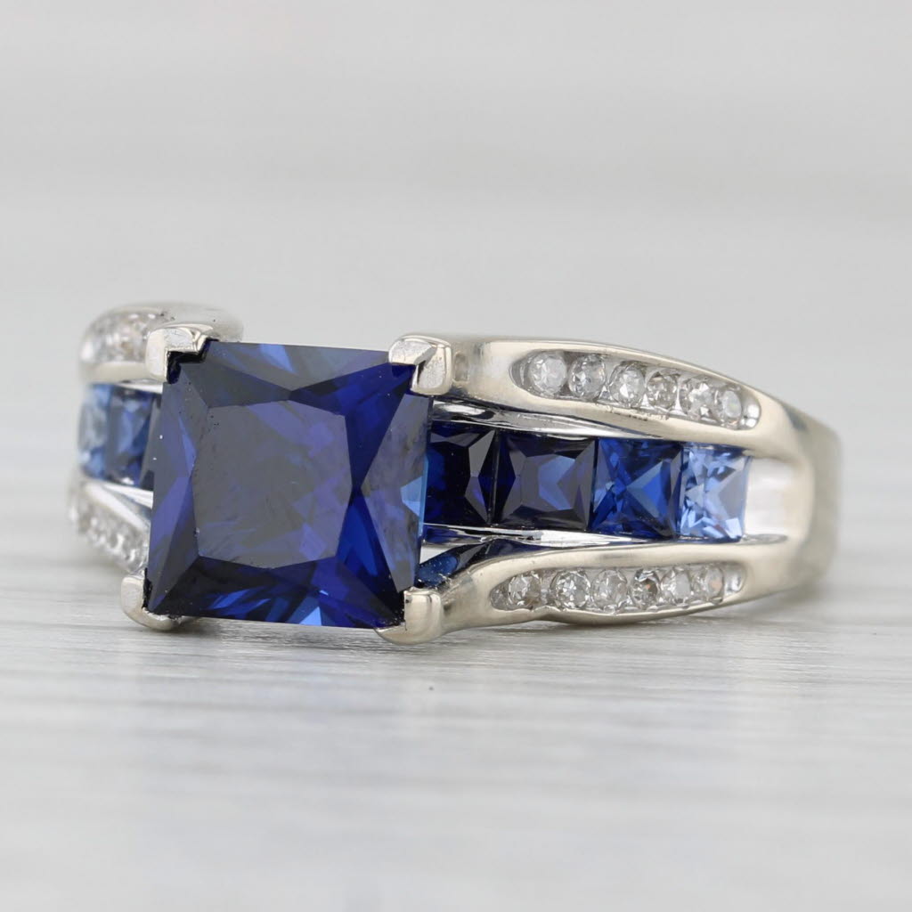 2.75ctw Lab Created Sapphire Diamond Ring 10k White Gold Size 6.75