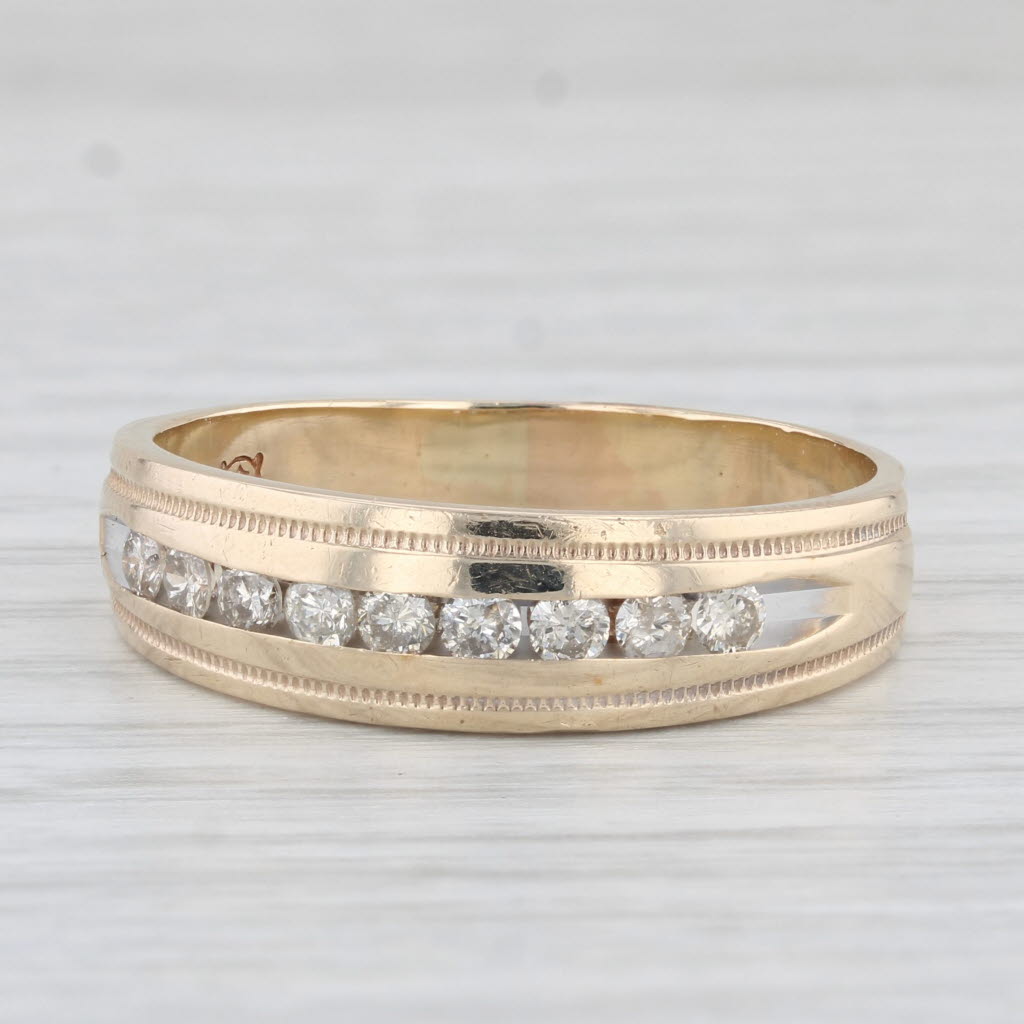 0.48ctw Diamond Men's Wedding Band 10k Yellow Gold Size 12.5 Ring