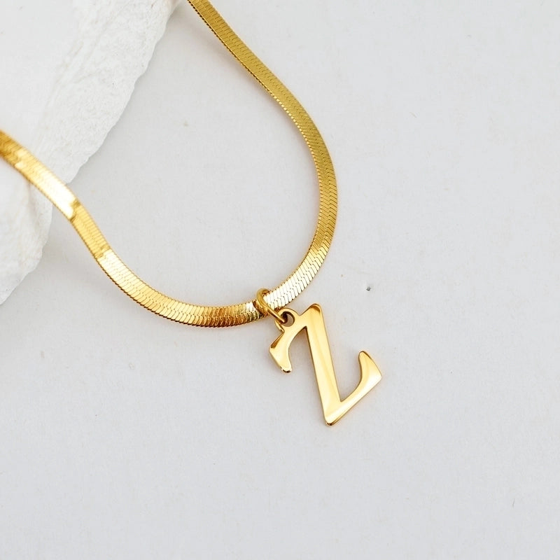 304 Stainless Steel 18K Gold Plated Luxurious Commute Letter Pendant Necklace