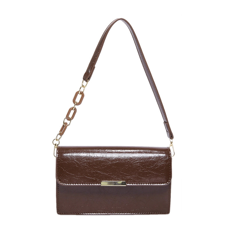 Women's Medium Pu Leather Color Block Solid Color Streetwear Square Flip Cover Underarm Bag