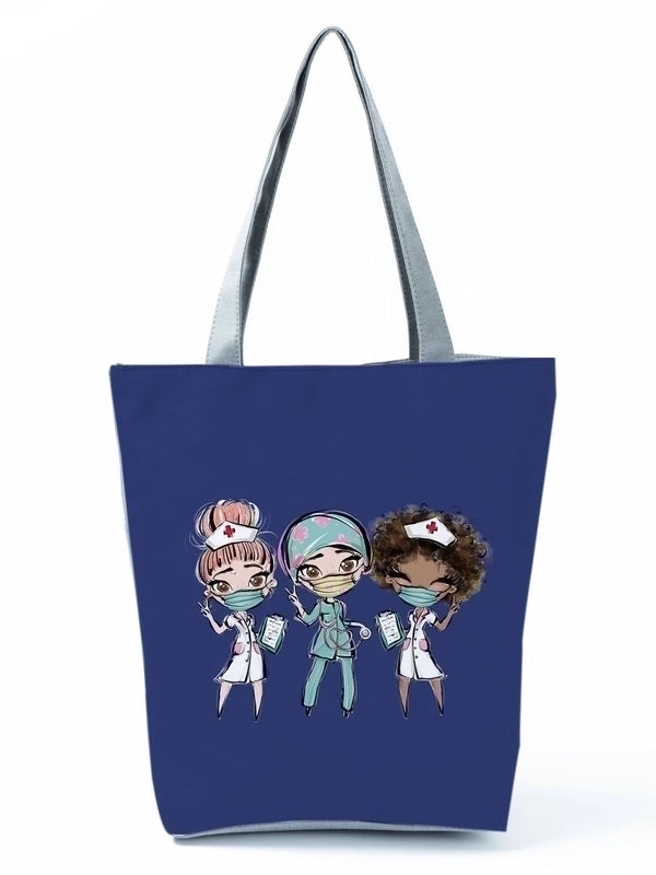 Women's Basic Letter Polyester Shopping Bags
