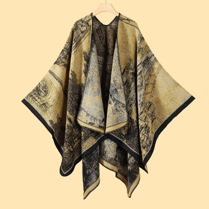 Women's Retro Graffiti Polyester Acrylic Oil Painting Shawl