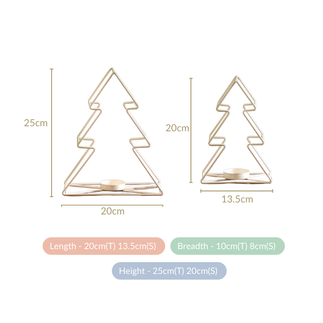 Tree Candle Holder Set of 2 Off White