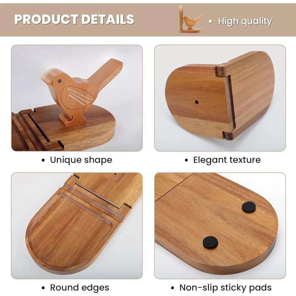 Sparrow Bird Wooden Multi-Use Bookends
