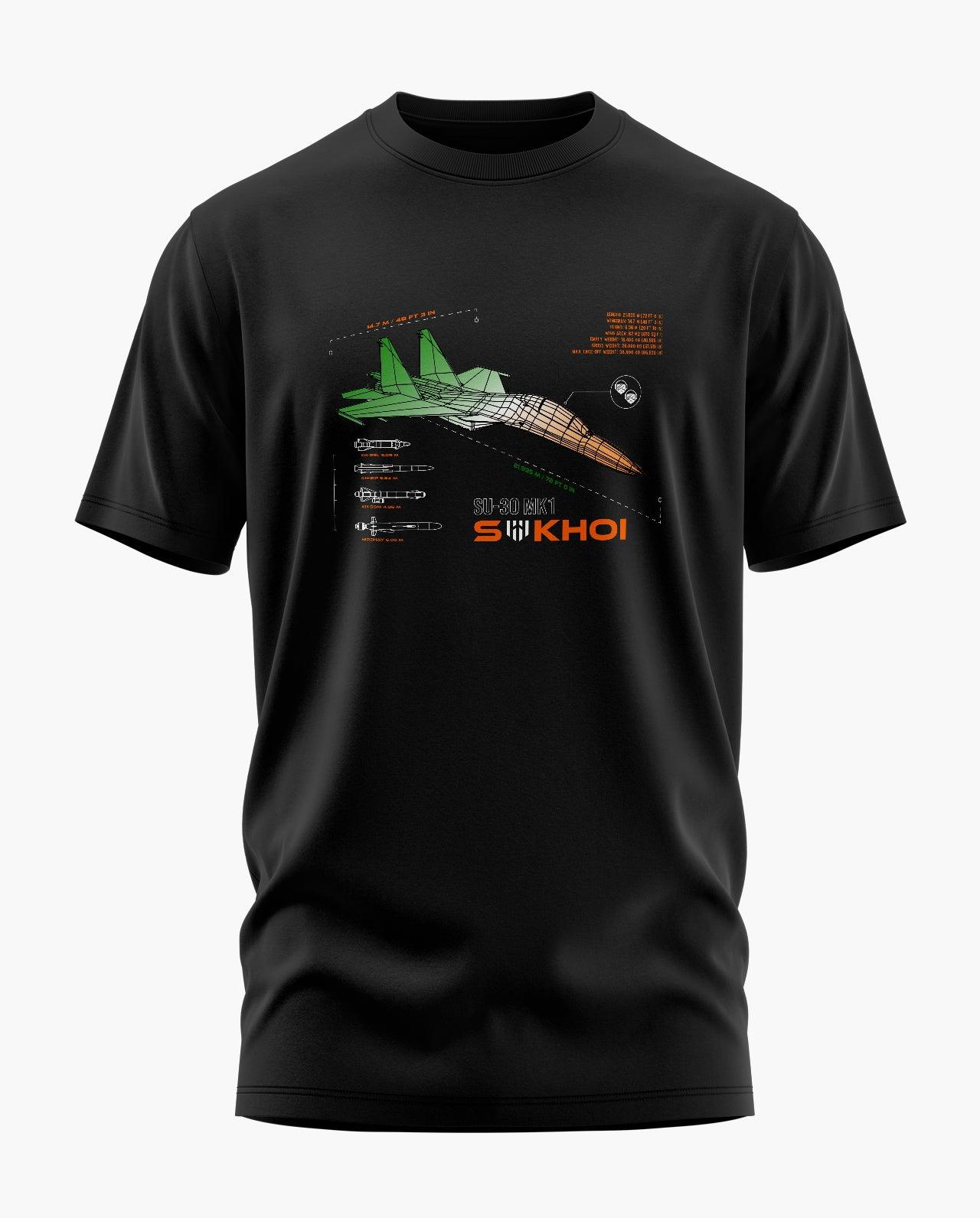 Sukhoi SU-30 MKI India Blueprint T-Shirt