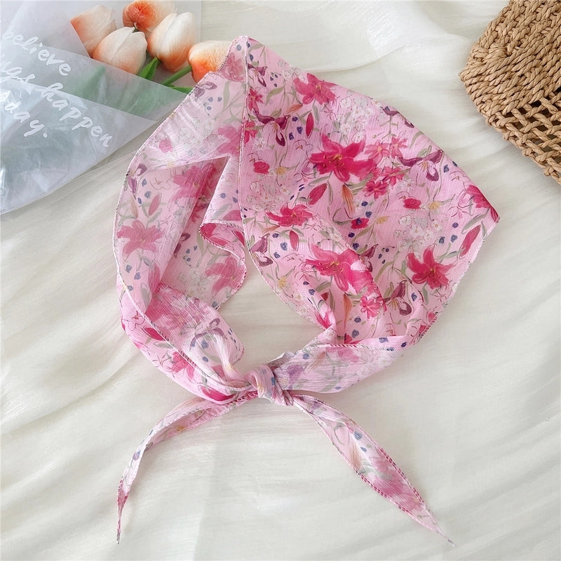 Women's Cartoon Style Cute Sweet Rhombus Synthetic Yarn Silk Scarf