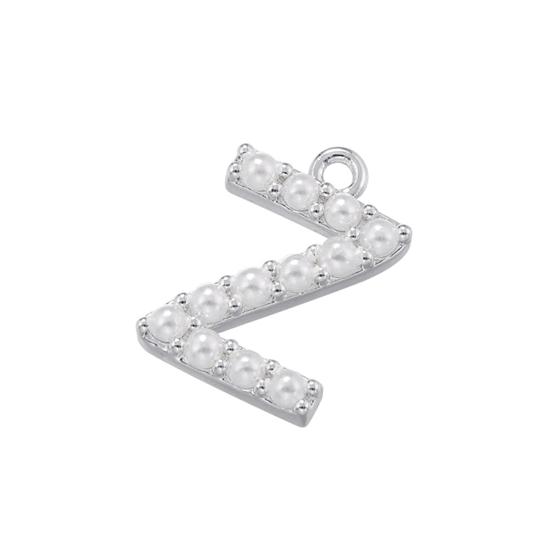 Casual Elegant Minimalist Letter Copper Plating Inlay Artificial Pearls 18k Gold Plated Charms