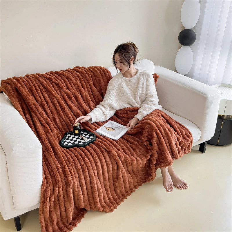 Casual Solid Color Flannel Fabric Blanket Bedding