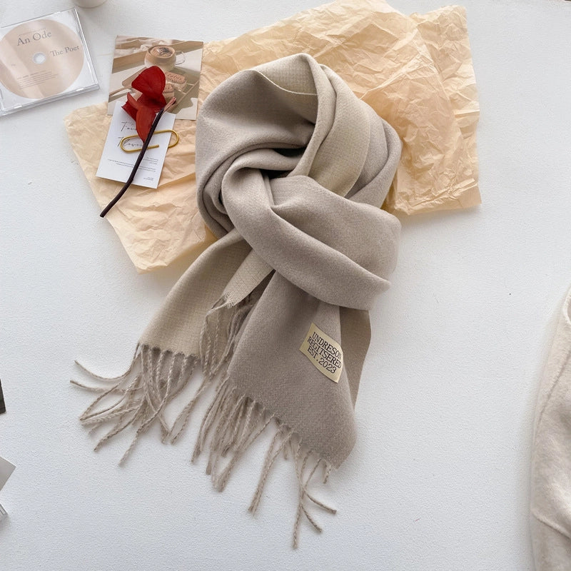 Autumn And Winter New Light Luxury ~ Coat Mate Double-sided Solid Color Scarf Women's Style Cashmere-like Warm Shawl Scarf