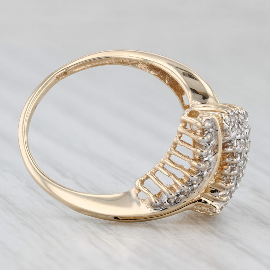 0.36ctw Diamond Cluster Bypass Ring 10k Yellow Gold Size 7.25