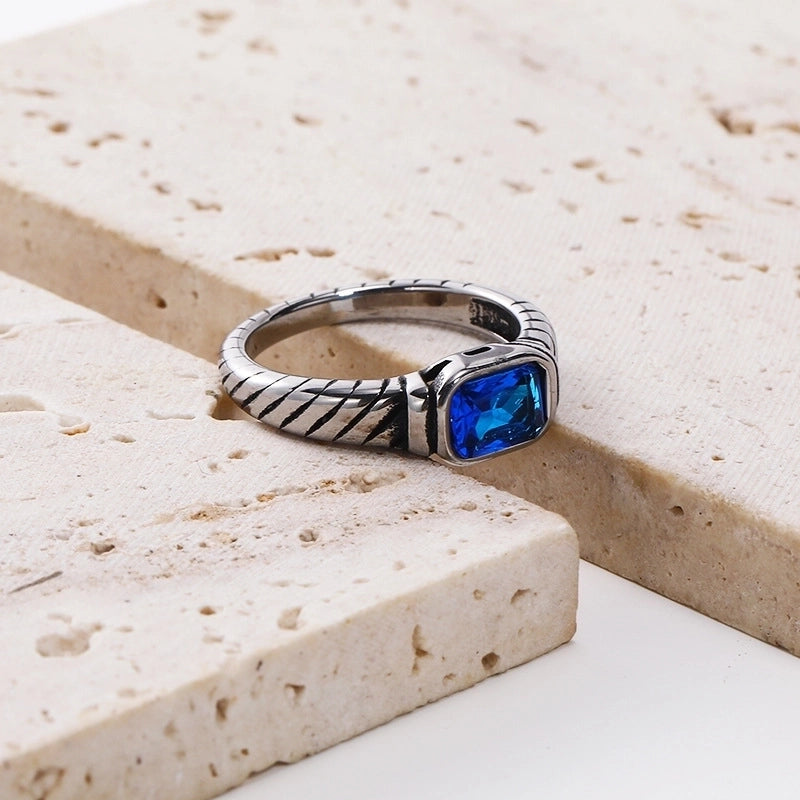 Casual Minimalist Rectangle Titanium Steel Plating Inlay Rhinestones Rings 1 Piece