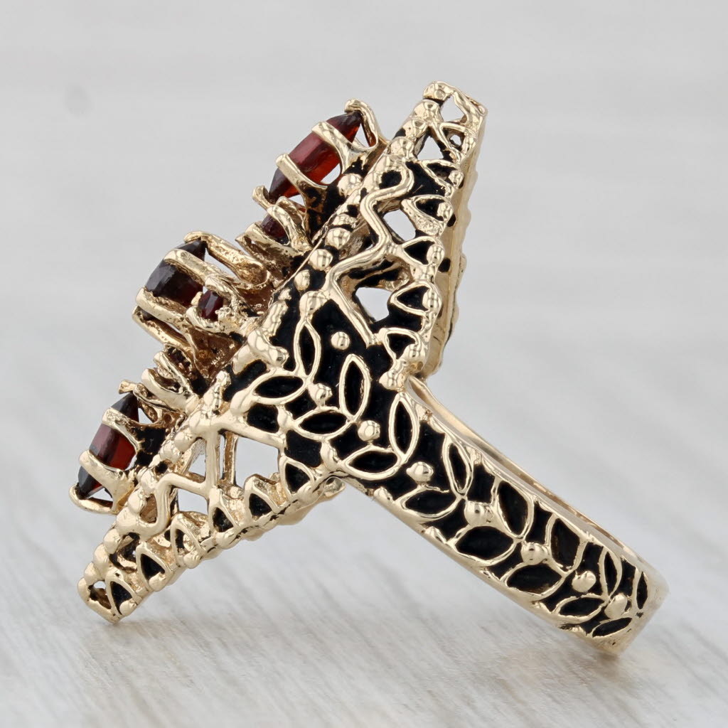 Ornate 1.47ctw Garnet Cocktail Ring 14k Yellow Gold Size 6.25