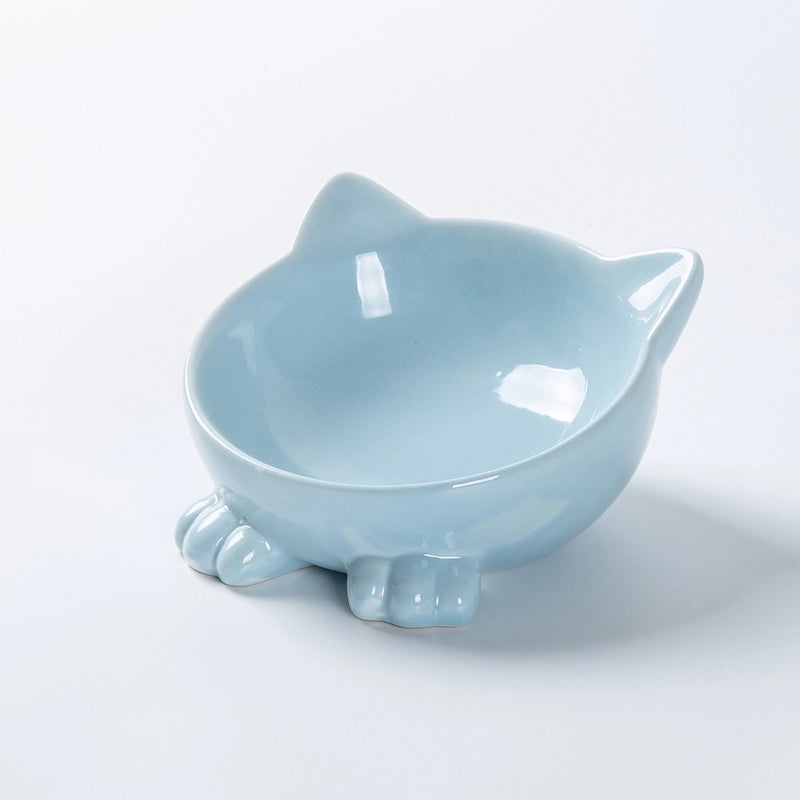 Cat Bowl Ceramic Goblet Pet Bowl Oblique Mouth Cat Bowl Animal Easy Cleaning Cute Ceramic Pet Food Bowl