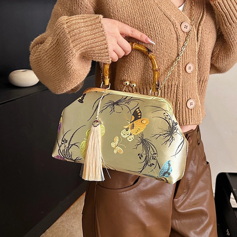 Grey Rose Red Beige Flannel Solid Color Sewing Thread Shell Sewing Evening Bags