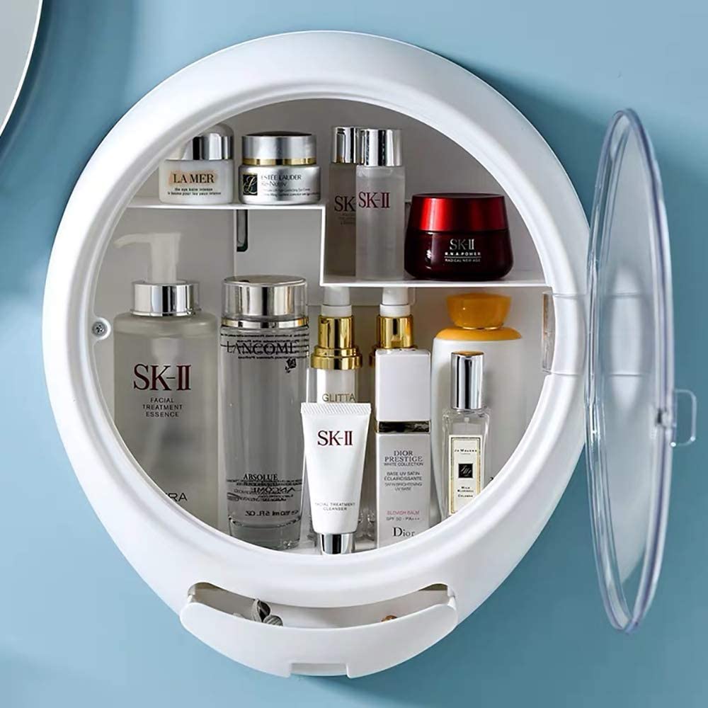 Cosmetic Organizer With Transparent Door Wall Mounted