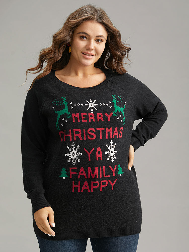 Supersoft Essentials Christmas Elk Letter Crew Neck Pullover