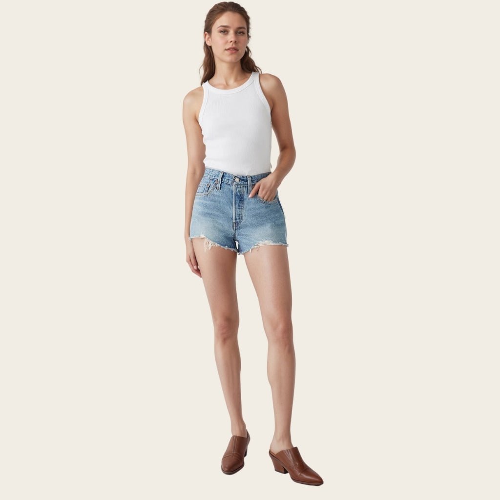 Mid Rise Straight Fit Shorts