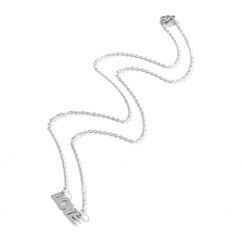 Minimalist Letter Stainless Steel Metal Pendant Necklace