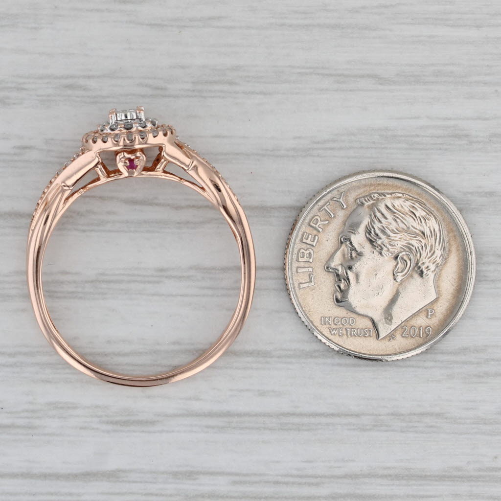 0.17ctw Diamond Halo Engagement Ring 10k Rose Gold Size 8.5