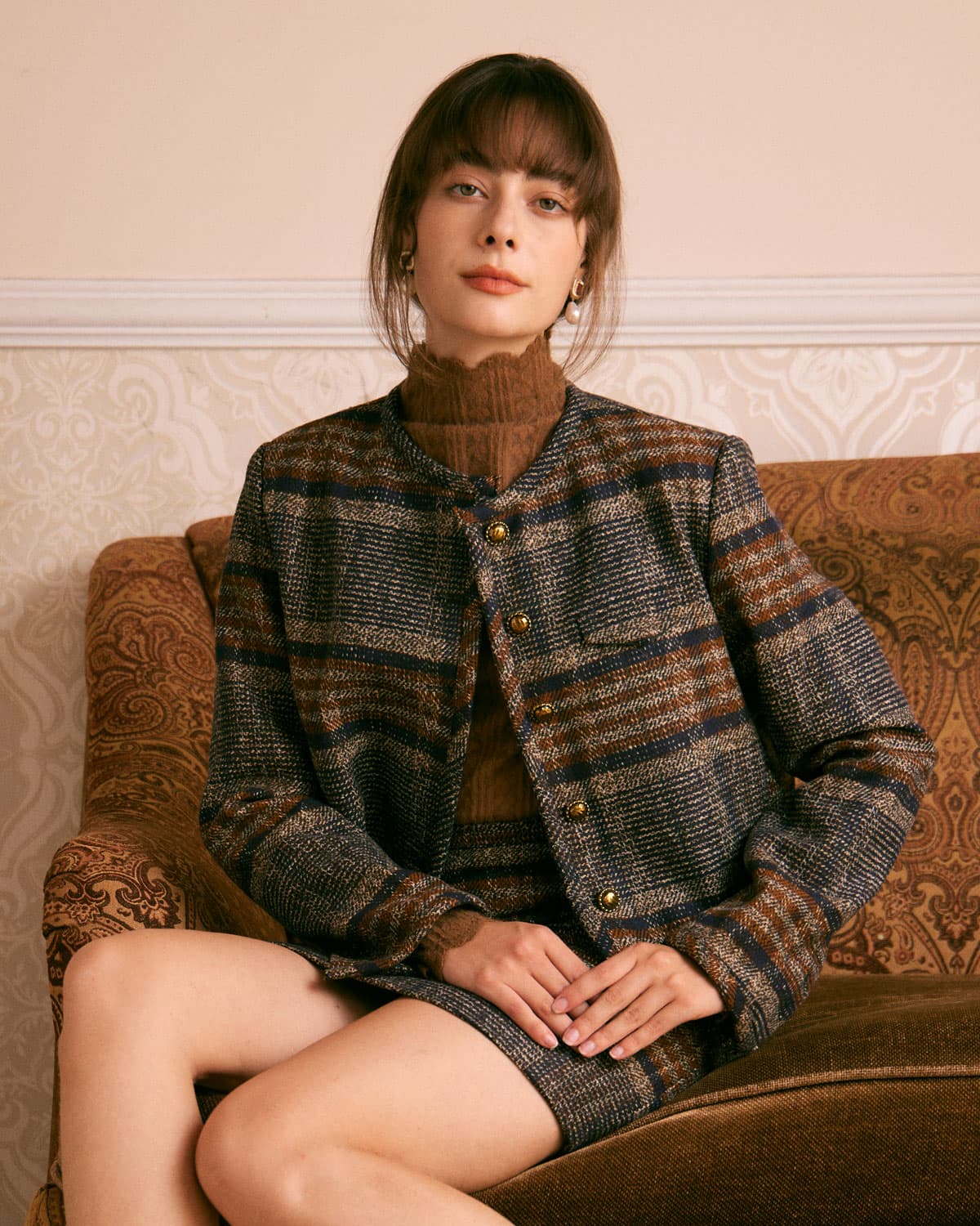 The Brown Striped Single Breasted Jacket