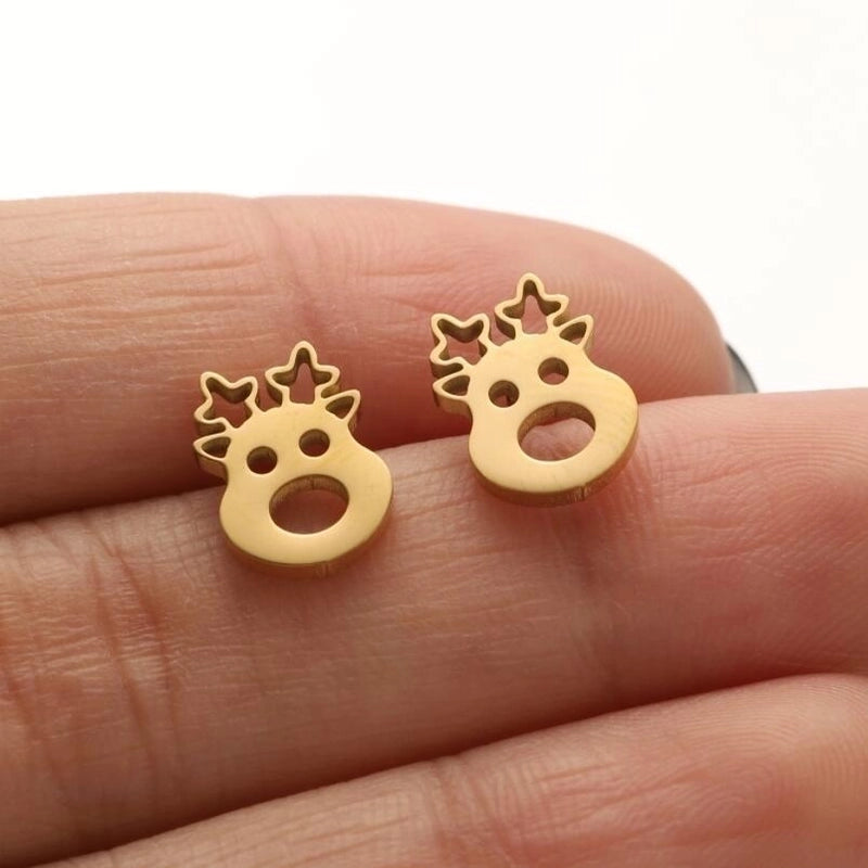 1 Pair Casual Cute Animal Plating Hollow Out 304 Stainless Steel 18K Gold Plated Ear Studs