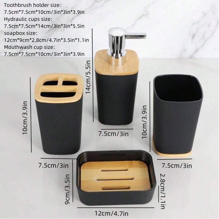 4pcs Luxury Bathroom Accessories Set (Plastic)