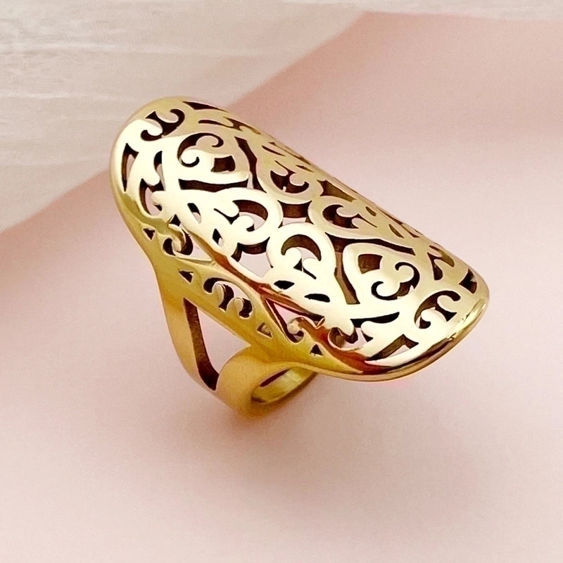 3 Pieces 304 Stainless Steel 14K Gold Plated Retro Minimalist Plating Hollow Out Infinity Star Heart Shape Rings